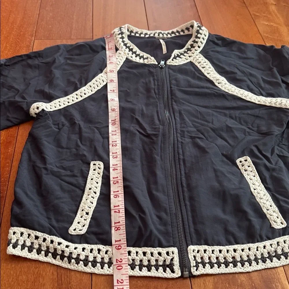 Free People Crochet Trim Baseball‎ Bomber Jacket Size M
